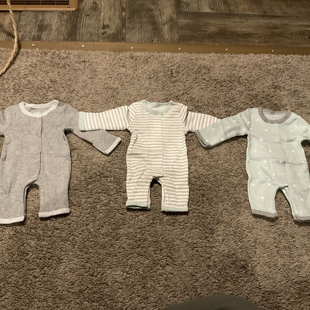 3 Cloud Island Soft & Sweet Dreams Baby Preemie Zip-up Footie Pajamas (Green)